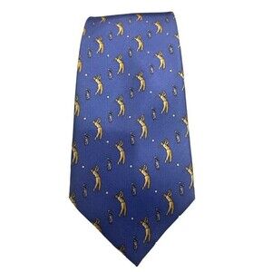 Tie Shop Roma Italy Yellow Blue 100% Silk Golf Themed 3.75" Necktie